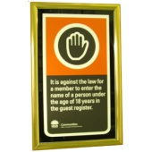Compliance Sign Display - An attractive way to display Compliance signage, Black, Gold or Silver frame with Black background - Sized to suit - portrait or landscape